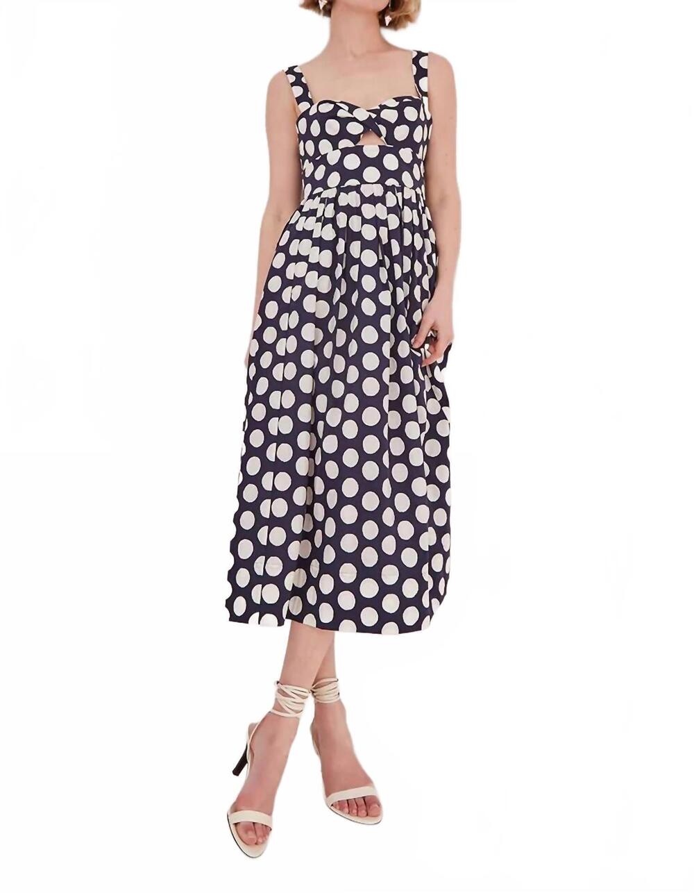 NEW CARA CARA clover midi dress in celeste dot navy